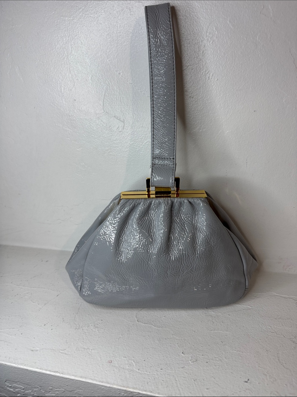 Hobo International grey patent leather frame handbag